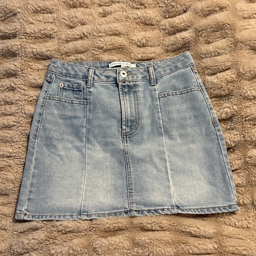 Celebrity Pink Light Blue Denim Mini Skirt